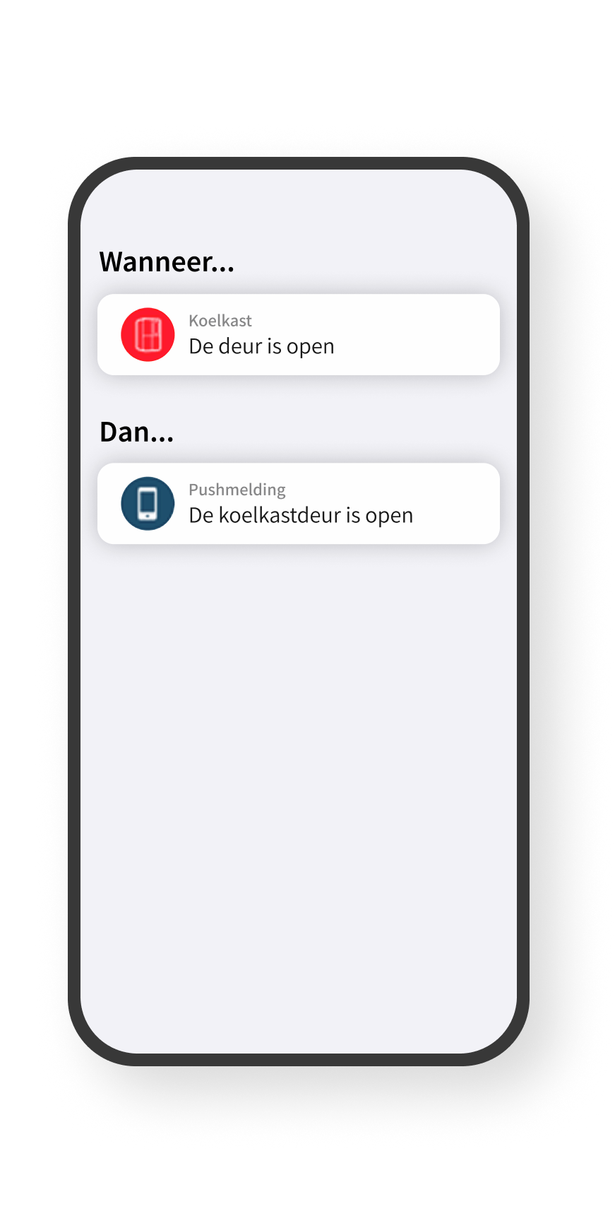 Een scherm voor het instellen van automatisering in de app